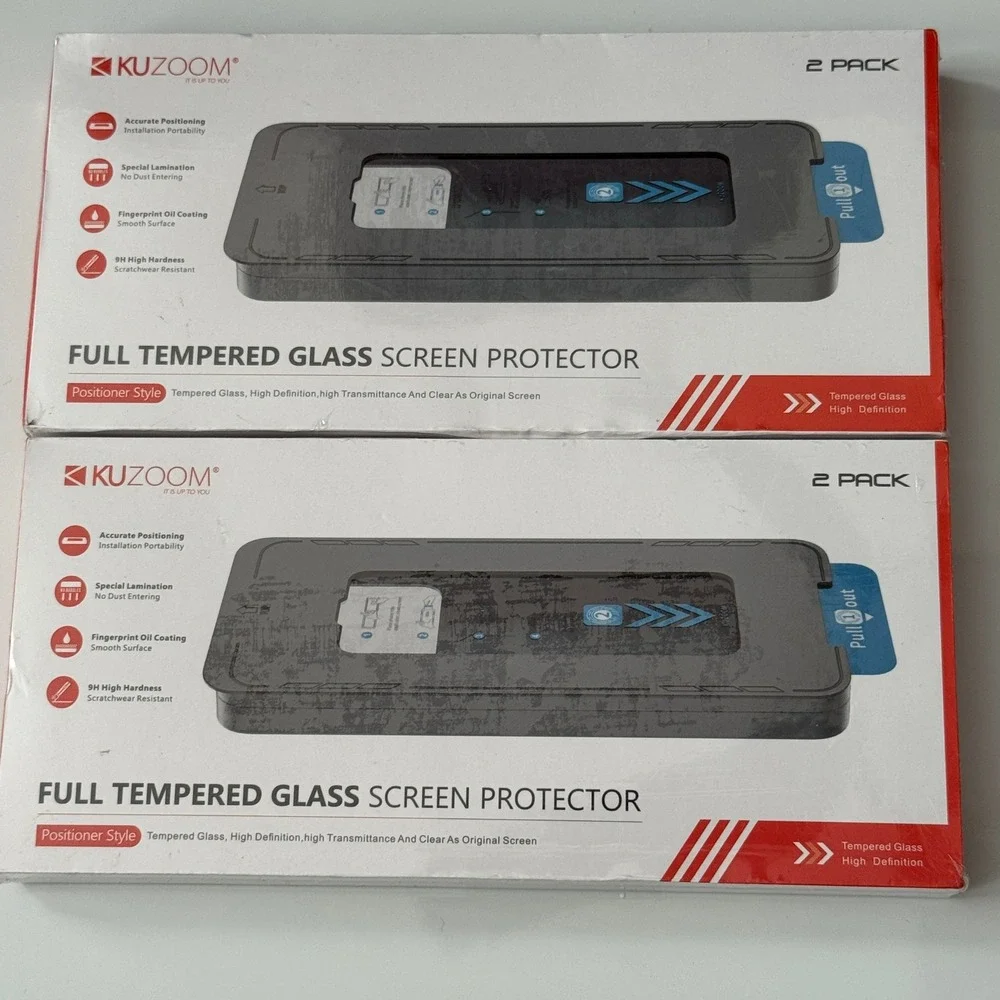 KUZOOM Full Tempered Glass Screen Protector 4 Pack for iPhone 13 Positioner‎